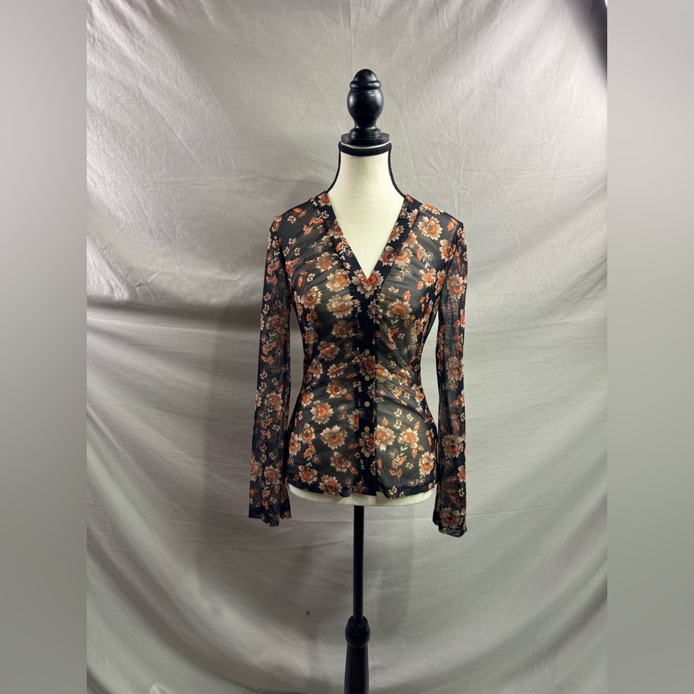Boho Floral Print Blouse Brown - Picture 6 of 7